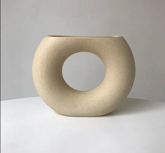 Sculptural Beige Vase — Organic Ceramic Form