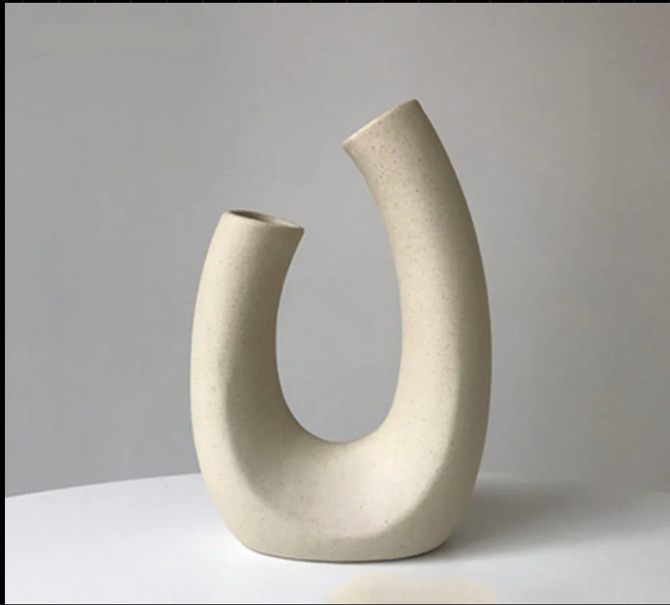 Sculptural Beige Vase — Organic Ceramic Form