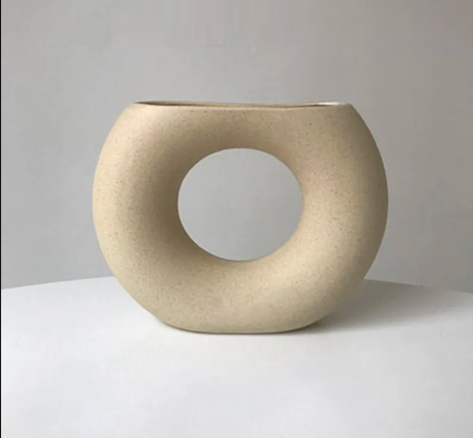 Sculptural Beige Vase — Organic Ceramic Form