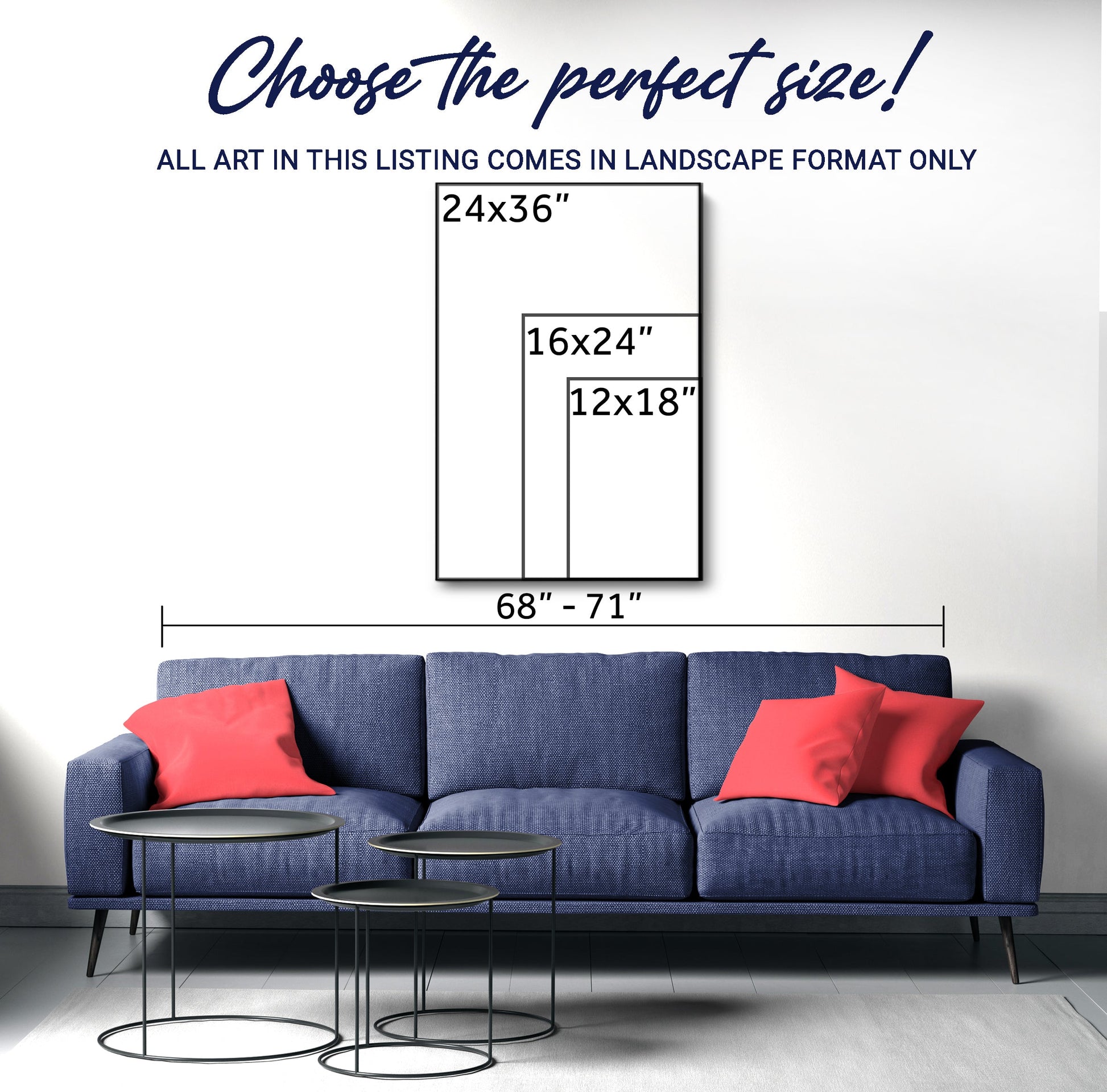 Product information about size options and canvas details