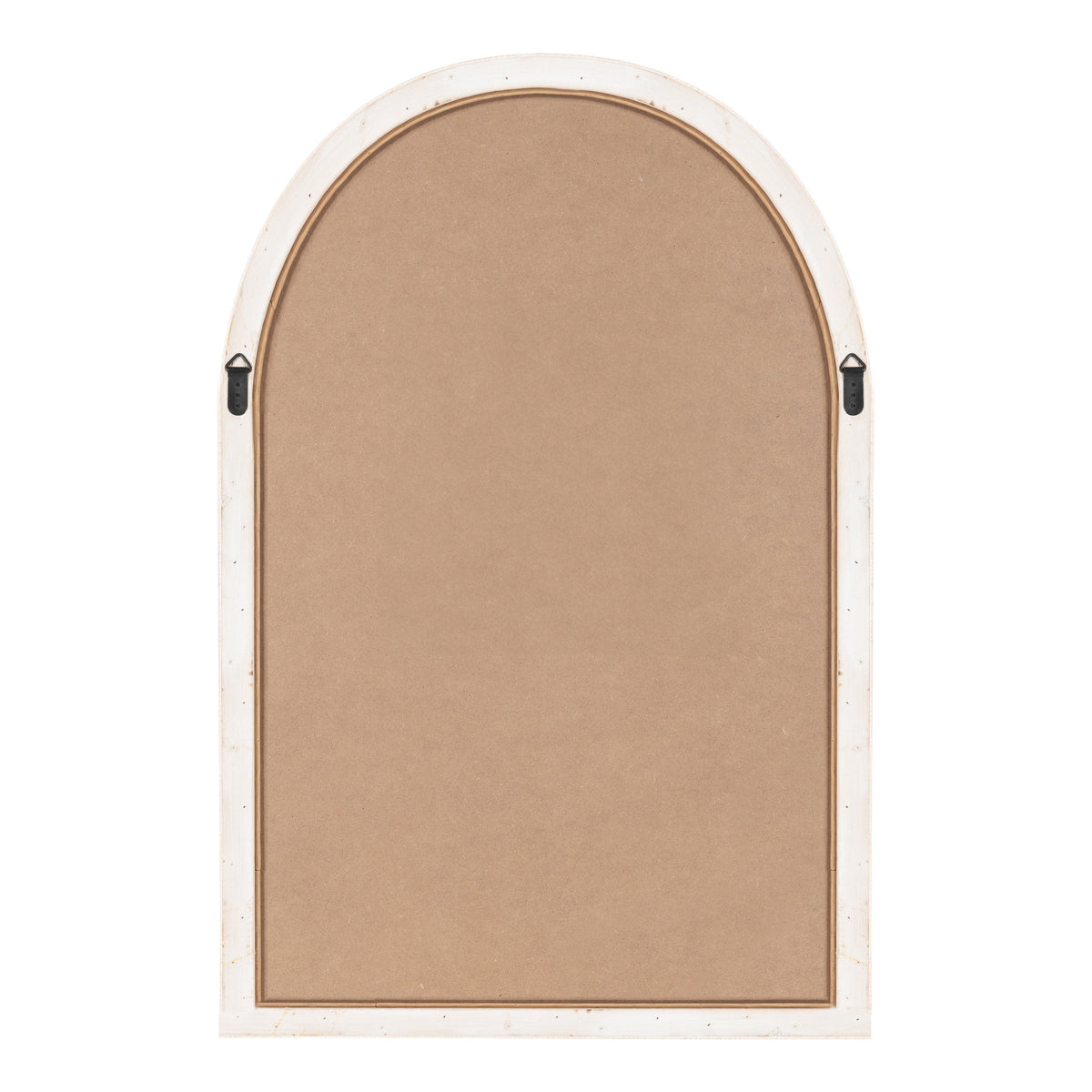 Back of the white mirror showing the D-ring hangers