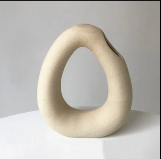 Sculptural Beige Vase — Organic Ceramic Form