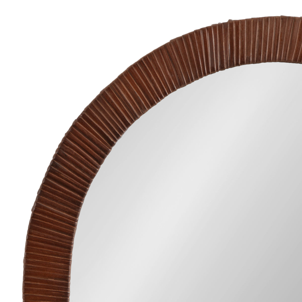 Close-up of the hand-wrapped brown rattan frame