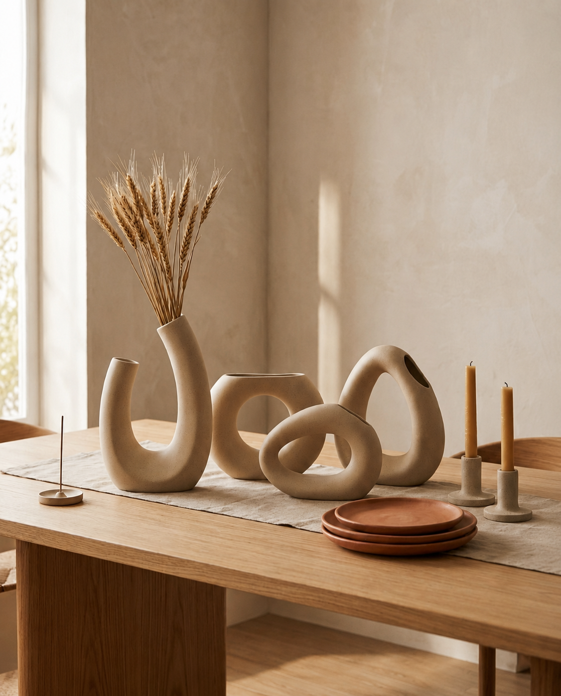 Sculptural Beige Vase Set — The Complete Collection (4 Forms)