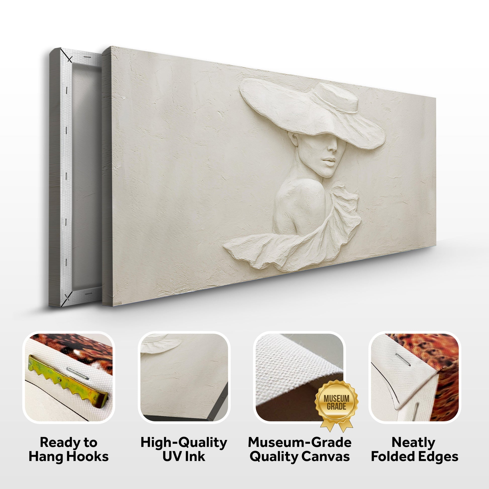 Gallery wrap edge and canvas finish detail