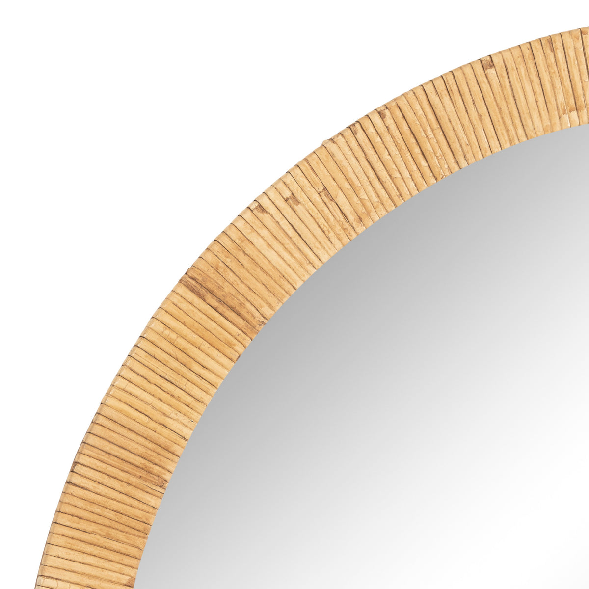 Close-up of the hand-wrapped natural rattan frame