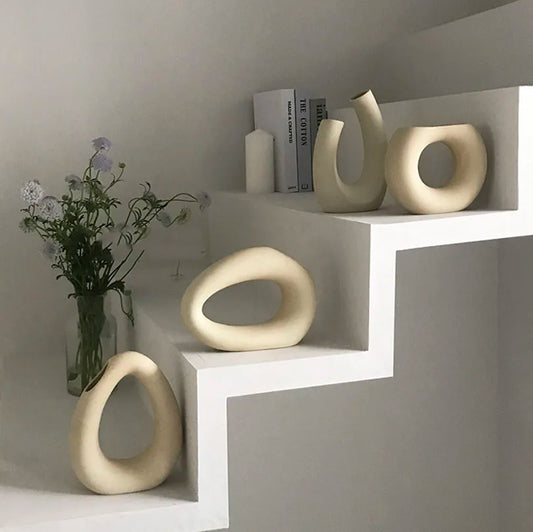Sculptural Beige Vase — Organic Ceramic Form