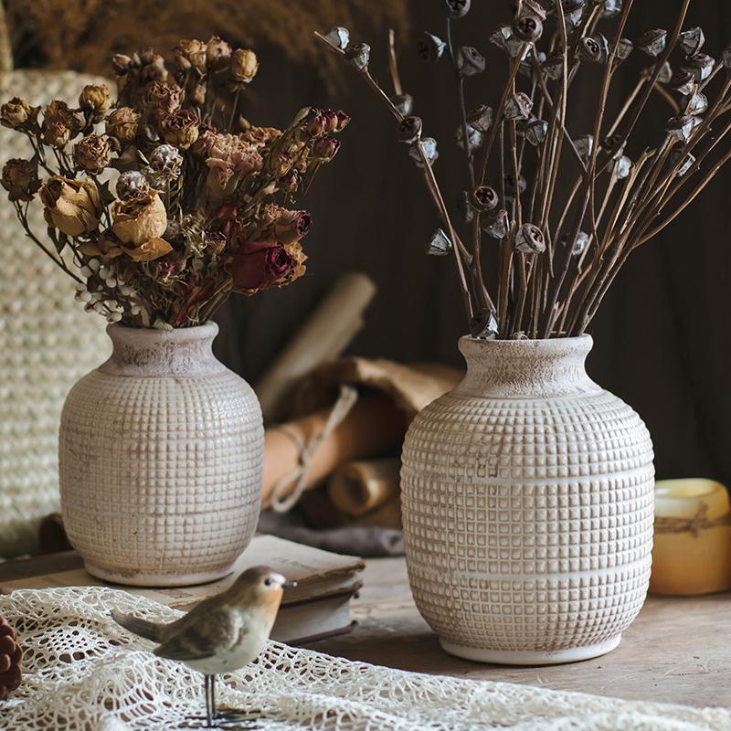 Wabi Sabi Handmade Textured Ceramic Jar Vase — Rustic Pottery Home Decor