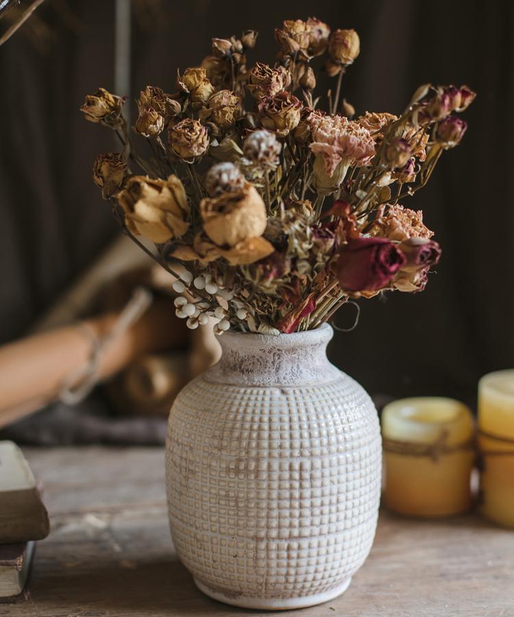 Wabi Sabi Handmade Textured Ceramic Jar Vase — Rustic Pottery Home Decor