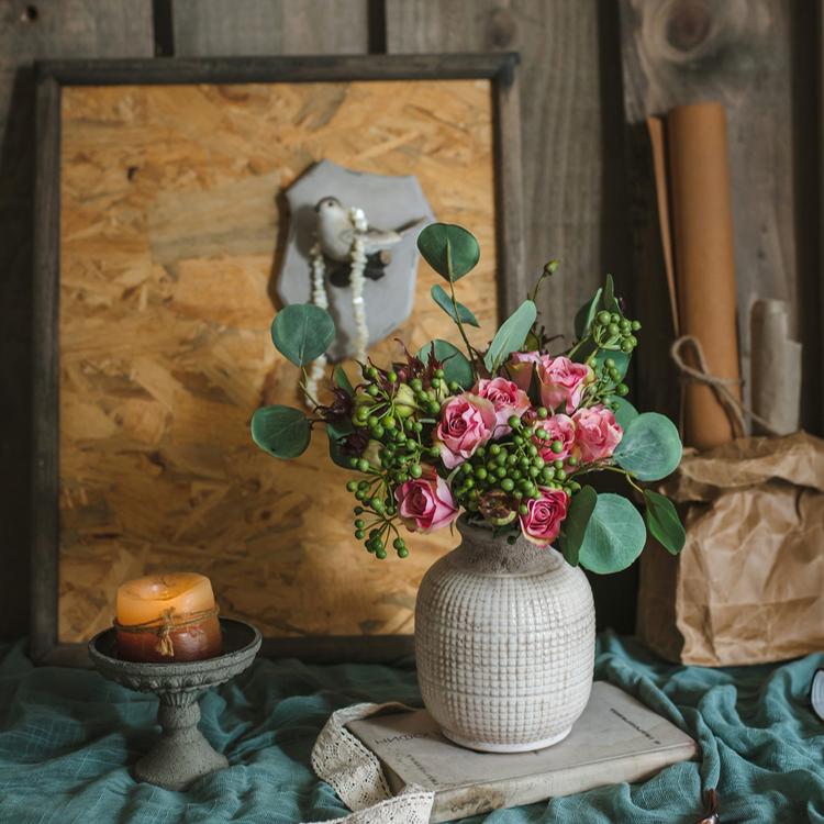Wabi Sabi Handmade Textured Ceramic Jar Vase — Rustic Pottery Home Decor